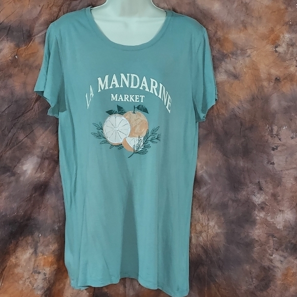 GAP graphic tee tshirt crew neck short sleeve teal turquoise blue peach XL - Picture 2 of 8